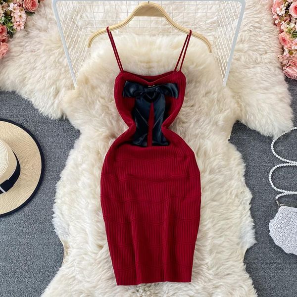 casual dresses women trendy soft comfortable solid color backless bow simple bottoming skinny knitted vest dress vestidos, Black;gray
casual dresses women trendy soft comfortable solid color backless bow simple bottoming skinny knitted vest dress vestidos, Black;gray