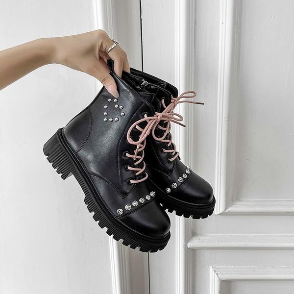 boots lace up lady brand women's shoes flat heel crystal boots-women round toe fashion rubber autumn ankle rhinestone low 2021, Black
boots lace up lady brand women's shoes flat heel crystal boots-women round toe fashion rubber autumn ankle rhinestone low 2021, Black