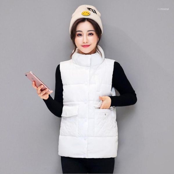 womens short section autumn winter cotton vest stand collar female sleeveless jacket solid color waistcoats jackets k11381, Black;white
womens short section autumn winter cotton vest stand collar female sleeveless jacket solid color waistcoats jackets k11381, Black;white