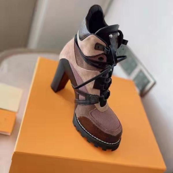 women suede leather ankle boot star trail designer lady canvas lace-up treaded rubber outsole high heel booties, Black
women suede leather ankle boot star trail designer lady canvas lace-up treaded rubber outsole high heel booties, Black