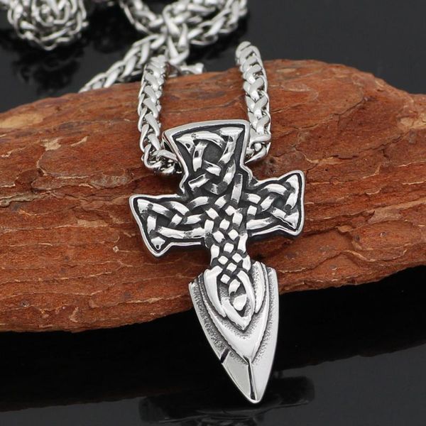 pendant necklaces nordic viking freyr sword amulet stainless steel necklace -with valknut rune gift bag, Silver
pendant necklaces nordic viking freyr sword amulet stainless steel necklace -with valknut rune gift bag, Silver