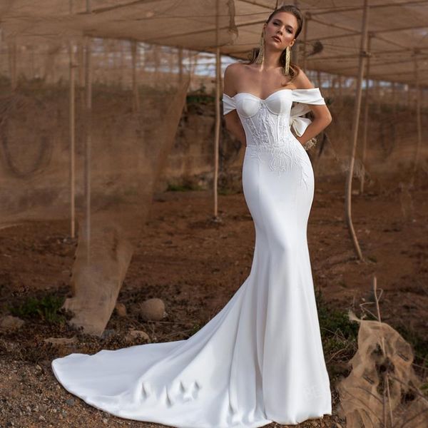 other wedding dresses vintage satin mermaid dresse off the shoulder lace up sweetheart beaded bow bridal gowns 2021 vestidos de noivas, White
other wedding dresses vintage satin mermaid dresse off the shoulder lace up sweetheart beaded bow bridal gowns 2021 vestidos de noivas, White