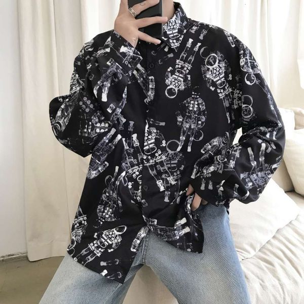 men's casual shirts shirt spring men's trend korean printing loose size fashion shirt ruffian long sleeve lno9, White;black
men's casual shirts shirt spring men's trend korean printing loose size fashion shirt ruffian long sleeve lno9, White;black