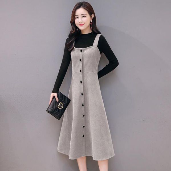 suits autumn winter 2 piece set woolen suspender strap + long sleeve knitted sweater women sets korean two, Black
suits autumn winter 2 piece set woolen suspender strap + long sleeve knitted sweater women sets korean two, Black