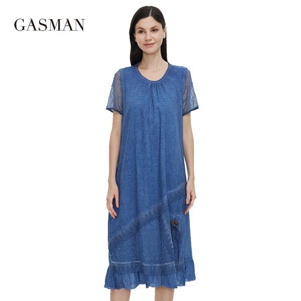 casual dresses gasman summer women's dress 2021 fashion round neck short sleeve long plus size temperament ruffle denim shirt 8882, Black;gray
casual dresses gasman summer women's dress 2021 fashion round neck short sleeve long plus size temperament ruffle denim shirt 8882, Black;gray