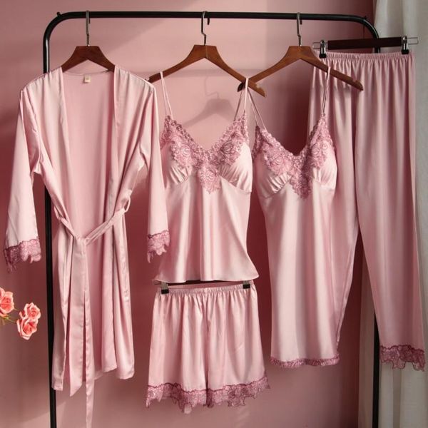 women's sleepwear pink lady lace flower trim 5pcs robe gown sets v-neck nightgown bathrobe &pant sleep suit spring summer nightwear, Black;red
women's sleepwear pink lady lace flower trim 5pcs robe gown sets v-neck nightgown bathrobe &pant sleep suit spring summer nightwear, Black;red