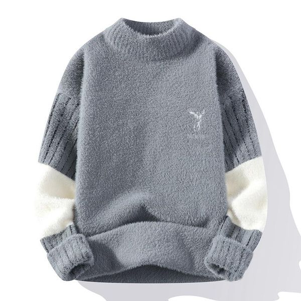 men's sweaters autumn/winter 2021 half-high collar thickened sweater pullover, White;black
men's sweaters autumn/winter 2021 half-high collar thickened sweater pullover, White;black