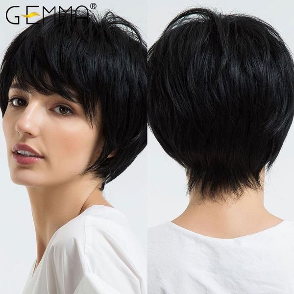 synthetic wigs gemma short straight black wig with bangs pixie cut party cosplay for women natural high temperature 
synthetic wigs gemma short straight black wig with bangs pixie cut party cosplay for women natural high temperature
