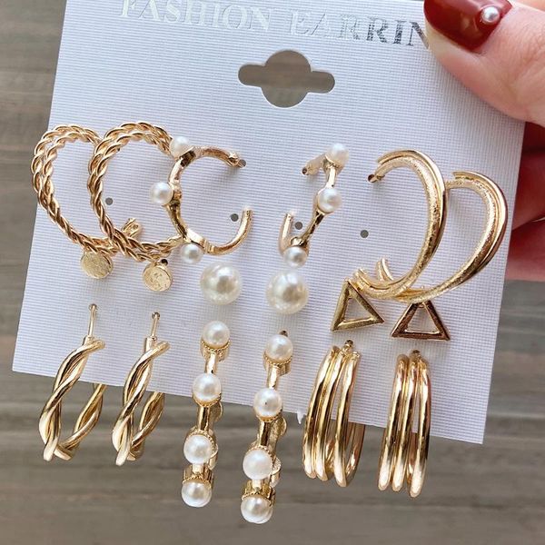 hoop & huggie pearl earrings set for women geometric gold metal circle brincos trendy jewelry, Golden;silver
hoop & huggie pearl earrings set for women geometric gold metal circle brincos trendy jewelry, Golden;silver
