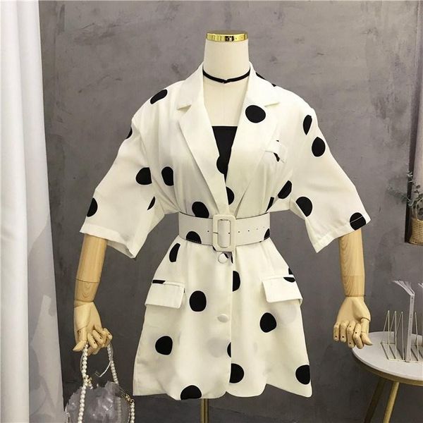 women's suits & blazers 2021 women polka dot print slim summer half sleeve belt thin sun protection clothing jackets coats, White;black
women's suits & blazers 2021 women polka dot print slim summer half sleeve belt thin sun protection clothing jackets coats, White;black