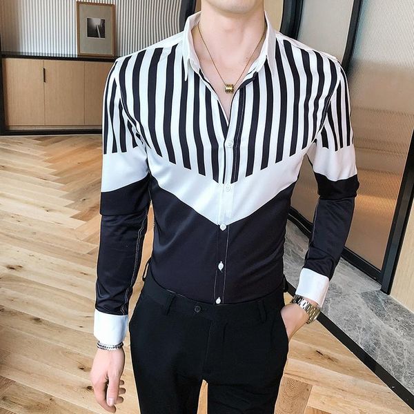 stitching slim fit men shirt business formal dress striped shirts camisa masculina long sleeve casual social streetwear clothing men's, White;black
stitching slim fit men shirt business formal dress striped shirts camisa masculina long sleeve casual social streetwear clothing men's, White;black