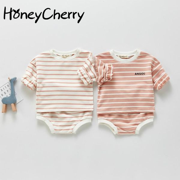 korean version of the baby suit long-sleeved striped and short two-piece girl clothes clothing sets, White
korean version of the baby suit long-sleeved striped and short two-piece girl clothes clothing sets, White