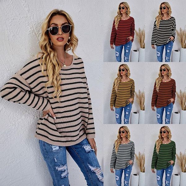 women's sweaters 2021 autumn and winter striped knitted pullover large size loose lazy color matching round neck sweater women, White;black
women's sweaters 2021 autumn and winter striped knitted pullover large size loose lazy color matching round neck sweater women, White;black
