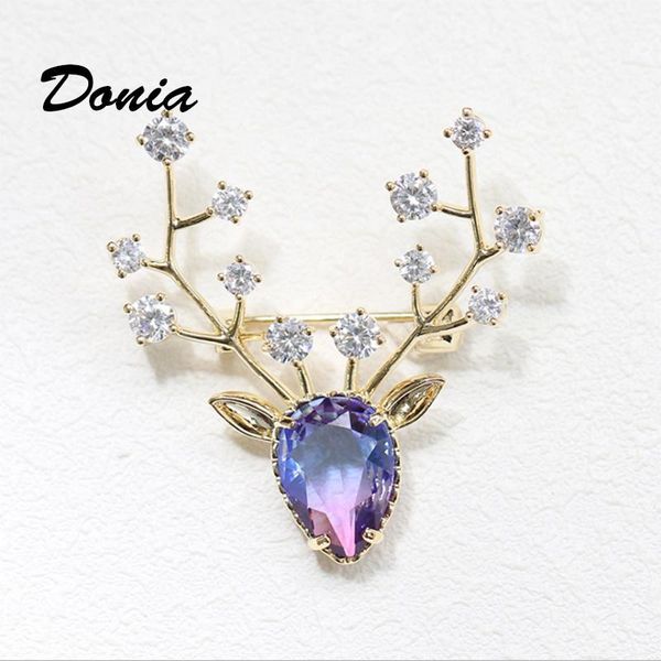 pins, brooches donia jewelry fashion micro inlaid zircon two-color crystal antler brooch coat pin ladies scarf boutonniere exquisite gift, Gray
pins, brooches donia jewelry fashion micro inlaid zircon two-color crystal antler brooch coat pin ladies scarf boutonniere exquisite gift, Gray
