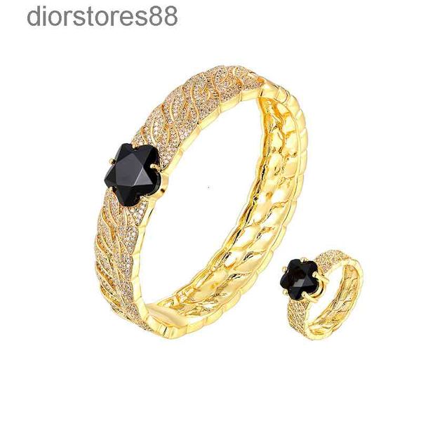 bangles bracelet micro zirconium inlaid leaf shaped large color plum blossom knot high end female jewelry ring, Black
bangles bracelet micro zirconium inlaid leaf shaped large color plum blossom knot high end female jewelry ring, Black
