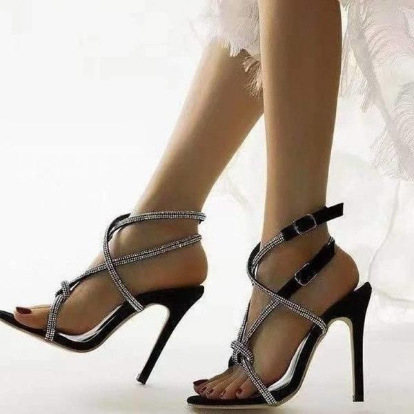 dress shoes women's large size fat feet summer high heels diamond small crowd thin heel roman sandals slipper, Black
dress shoes women's large size fat feet summer high heels diamond small crowd thin heel roman sandals slipper, Black