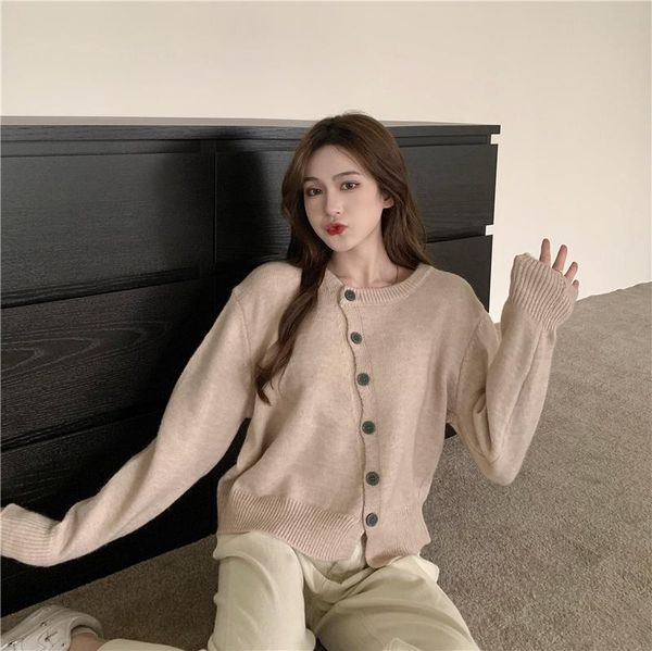 women's knits & tees real s autumn and winter korean style all-matching oblique breasted round., White
women's knits & tees real s autumn and winter korean style all-matching oblique breasted round., White