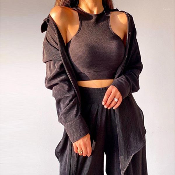 women's two piece pants women off shoulder vest cardigan + elastic waist suit fashion casual solid button lady 2021 ribbed three sets o, White
women's two piece pants women off shoulder vest cardigan + elastic waist suit fashion casual solid button lady 2021 ribbed three sets o, White