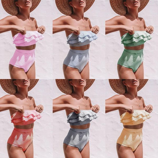 Striped Bikini Arrival Strapless Sexy Womens Swimwear Bikinis High Waist Women Ruffles Swimsuit Brazilian Biquini, White;black
Striped Bikini Arrival Strapless Sexy Womens Swimwear Bikinis High Waist Women Ruffles Swimsuit Brazilian Biquini, White;black