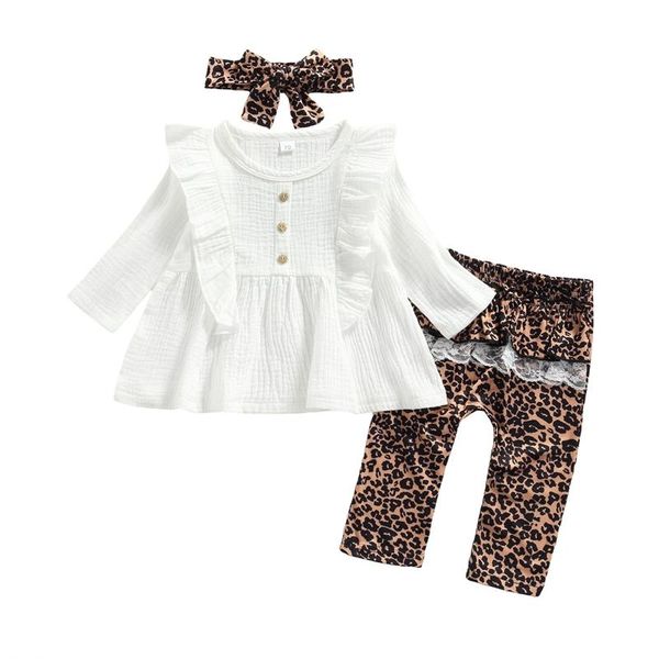clothing sets cute baby girl 3pcs fall clothes long sleeve button front ruffle + leopard pants headband set, White
clothing sets cute baby girl 3pcs fall clothes long sleeve button front ruffle + leopard pants headband set, White