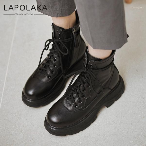 boots lapolaka 2021 design genuine leather zip up ankle woman shoes platform comfortable concise motorcycle female1, Black
boots lapolaka 2021 design genuine leather zip up ankle woman shoes platform comfortable concise motorcycle female1, Black