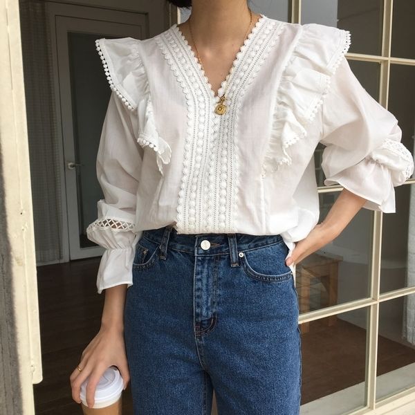 women's knits & tees autumn floral cotton white blouse vintage hollow out female office ladies casual lace long sleeve shirts 
women's knits & tees autumn floral cotton white blouse vintage hollow out female office ladies casual lace long sleeve shirts