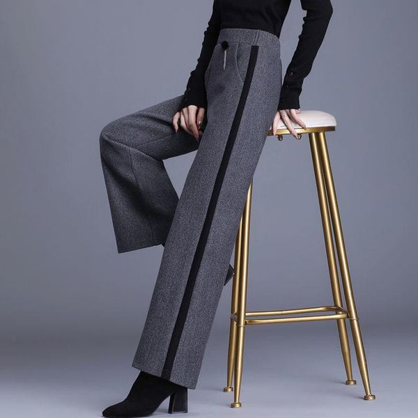 women's pants & capris women 2021 autumn winter solid color warm wool female high waist wide leg ladies casual woolen trousers 5xl a662, Black;white
women's pants & capris women 2021 autumn winter solid color warm wool female high waist wide leg ladies casual woolen trousers 5xl a662, Black;white
