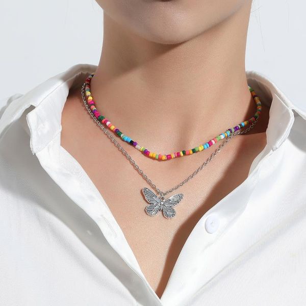 chains boho butterfly beads necklace for women flower heart pearl beaded short choker handmade female jewelry gift, Silver
chains boho butterfly beads necklace for women flower heart pearl beaded short choker handmade female jewelry gift, Silver