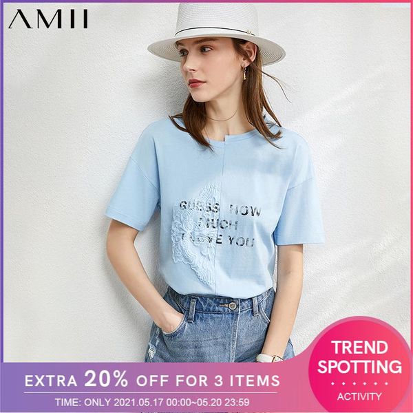women's t-shirt amii minimalism summer fashion 100%cotton oneck lace patchwork loose tshirt causal shirt 12027443, White
women's t-shirt amii minimalism summer fashion 100%cotton oneck lace patchwork loose tshirt causal shirt 12027443, White