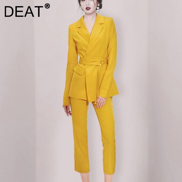women's two piece pants deat 2021 autumn winter fashion casual temperament lapel suit slim fit straight lace up sl038, White
women's two piece pants deat 2021 autumn winter fashion casual temperament lapel suit slim fit straight lace up sl038, White