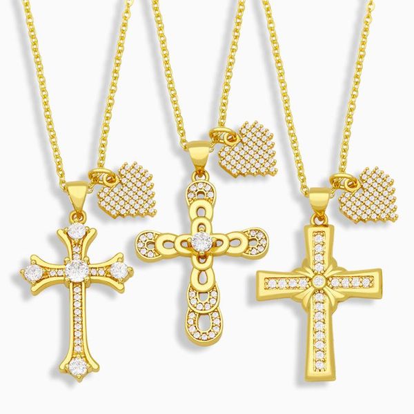 pendant necklaces flola gold vermeil cross necklace women cz pave white stone heart cubic zirconia wholesale jewelry gifts nkev05, Silver
pendant necklaces flola gold vermeil cross necklace women cz pave white stone heart cubic zirconia wholesale jewelry gifts nkev05, Silver
