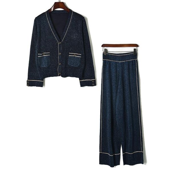 women's two piece pants fund of 2021 autumn bright silk double pocket v-neck sweater coat + high waist female w80952 wide-legged suit, White
women's two piece pants fund of 2021 autumn bright silk double pocket v-neck sweater coat + high waist female w80952 wide-legged suit, White