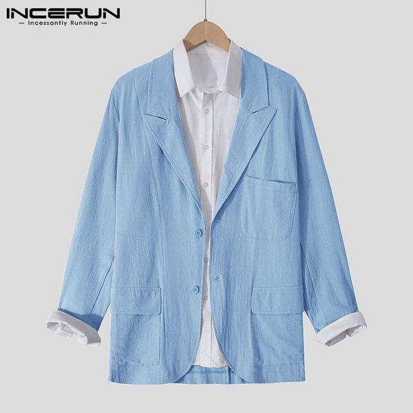 men's suits & blazers incerun 2021 men casual blazer cotton solid color lapel long sleeve button streetwear vintage leisure pockets coa, White;black
men's suits & blazers incerun 2021 men casual blazer cotton solid color lapel long sleeve button streetwear vintage leisure pockets coa, White;black