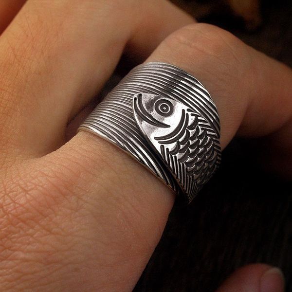 cluster rings 925 sterling silver retro fish open ring male female models thai wide-faced fine jewelry gift, Golden;silver
cluster rings 925 sterling silver retro fish open ring male female models thai wide-faced fine jewelry gift, Golden;silver