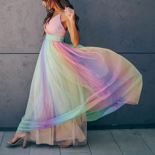 casual dresses deep v-neck rainbow mesh sling dress women high waist beach summer clothes long party gowns, Black;gray
casual dresses deep v-neck rainbow mesh sling dress women high waist beach summer clothes long party gowns, Black;gray