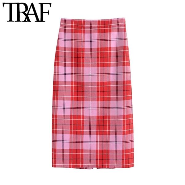 women chic fashion back slit check midi skirt vintage high waist side zipper female skirts mujer 210507, Black
women chic fashion back slit check midi skirt vintage high waist side zipper female skirts mujer 210507, Black