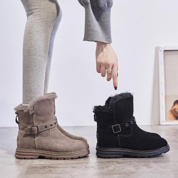 boots nice genuine leather snow women winter warm cotton padded shoes ankle plush fur, Black
boots nice genuine leather snow women winter warm cotton padded shoes ankle plush fur, Black