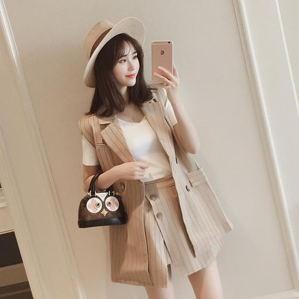 women's tracksuits long section stripe female blazer vest spring and autumn european style women suit waistcoat shorts, Gray 
women's tracksuits long section stripe female blazer vest spring and autumn european style women suit waistcoat shorts, Gray