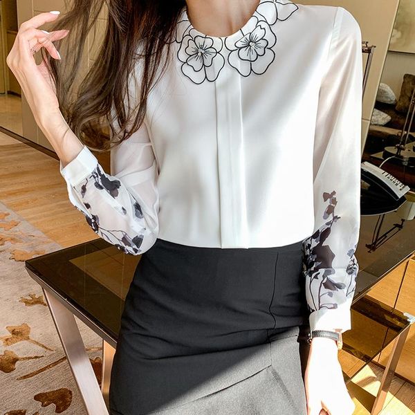 women's blouses & shirts korean women chiffon blouse for long sleeve buttons ladies shirt florals fashion office elegant clothing, White
women's blouses & shirts korean women chiffon blouse for long sleeve buttons ladies shirt florals fashion office elegant clothing, White