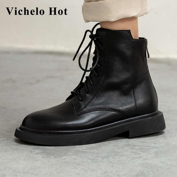 boots vichelo handmade cow leather round toe med heel winter shoes young lady streetwear fashion cozy ankle l27, Black
boots vichelo handmade cow leather round toe med heel winter shoes young lady streetwear fashion cozy ankle l27, Black