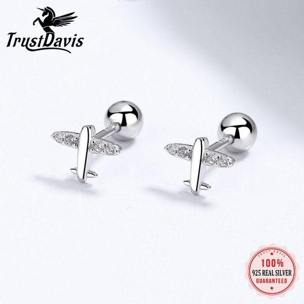 stud trustdavis real 925 sterling silver sweet plane aircraft shiny cz screw earrings for women children baby jewelry db1425, Golden;silver
stud trustdavis real 925 sterling silver sweet plane aircraft shiny cz screw earrings for women children baby jewelry db1425, Golden;silver