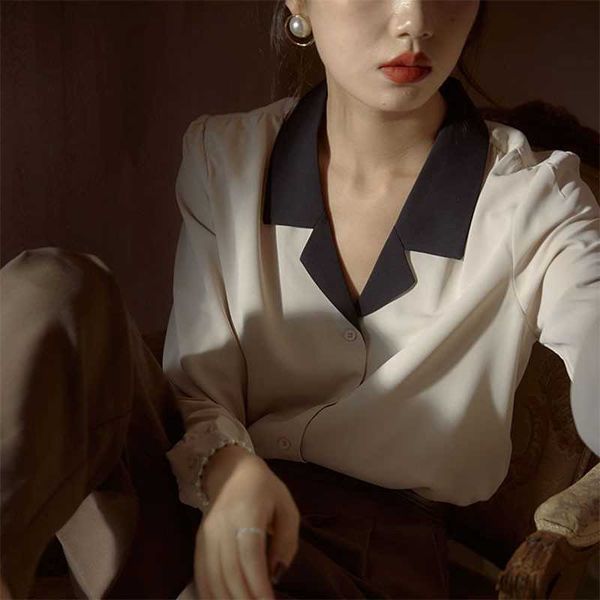 arrival spring korea fashion women long sleeve loose chiffon shirts notched collar office lady vintage blouses v89 210608, White
arrival spring korea fashion women long sleeve loose chiffon shirts notched collar office lady vintage blouses v89 210608, White
