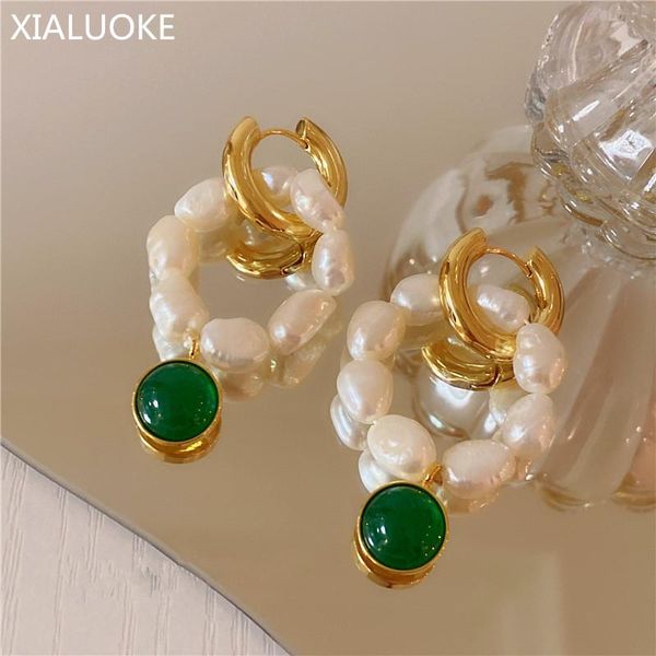 hoop & huggie xialuoke golden stainless steel earrings for women vintage hyperbole opal baroque freshwater pearl drop jewelry, Golden;silver
hoop & huggie xialuoke golden stainless steel earrings for women vintage hyperbole opal baroque freshwater pearl drop jewelry, Golden;silver