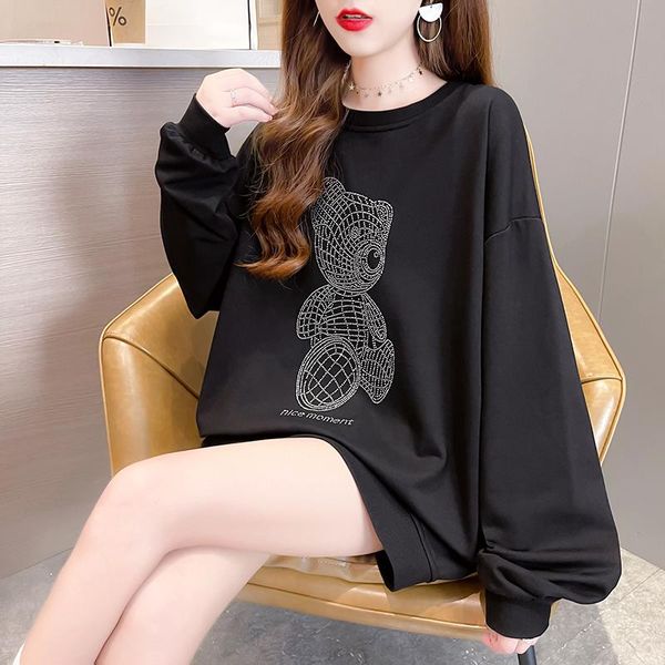 women's hoodies & sweatshirts women cute kawaii bear print rhinestone oversize long sleeve o neck loose cotton pullovers female, Black
women's hoodies & sweatshirts women cute kawaii bear print rhinestone oversize long sleeve o neck loose cotton pullovers female, Black