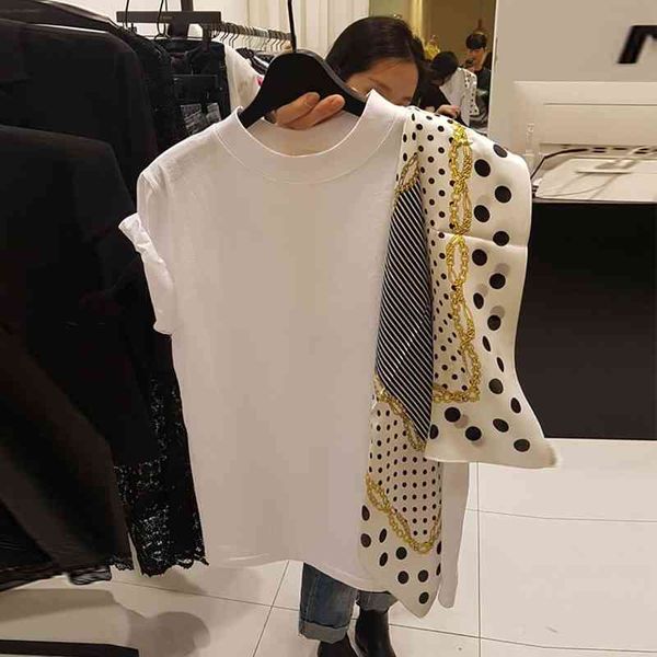 korean fashion polka dot patchwork t shirt women summer short sleeve for women simple o-neck blusas mujer 210514, White
korean fashion polka dot patchwork t shirt women summer short sleeve for women simple o-neck blusas mujer 210514, White