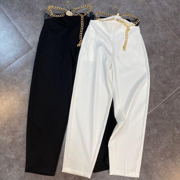 women's pants & capris zcsmll stitching chain waist hollow women fine fried street style vertical wide-leg 2021 spring summer, Black;white
women's pants & capris zcsmll stitching chain waist hollow women fine fried street style vertical wide-leg 2021 spring summer, Black;white