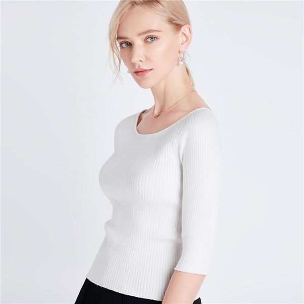 women's sweaters korean half sleeve knitted sweater slash neck sueter mujer invierno 2021 elastic slim pull femme d373, White;black
women's sweaters korean half sleeve knitted sweater slash neck sueter mujer invierno 2021 elastic slim pull femme d373, White;black