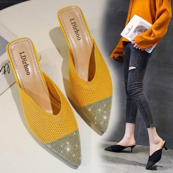 sandals 2021 women shoes knit pointed high heels fashion pumps stilettos mules loafer casual feminine sandalias, Black 
sandals 2021 women shoes knit pointed high heels fashion pumps stilettos mules loafer casual feminine sandalias, Black