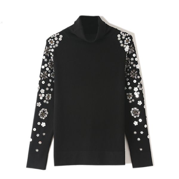 women's sweaters 2021 retro heavy luxury knit sweater women autumn embroidery flower bead sequin wool black pullover turtleneck clothes, White;black
women's sweaters 2021 retro heavy luxury knit sweater women autumn embroidery flower bead sequin wool black pullover turtleneck clothes, White;black