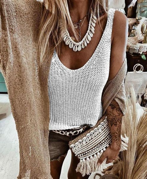 women's blouses & shirts summer fashion women sleeveless knitted vest casual solid color v neck slim loose elegant party pullo, White
women's blouses & shirts summer fashion women sleeveless knitted vest casual solid color v neck slim loose elegant party pullo, White